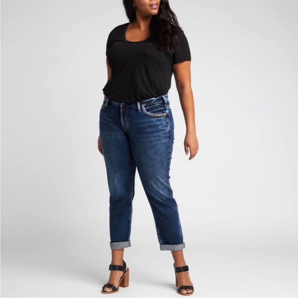 Silver Jeans Boyfriend Mid Rise Slim Leg Size 20 W Length 29.5 Luxe Stretch NEW - Picture 2 of 16
